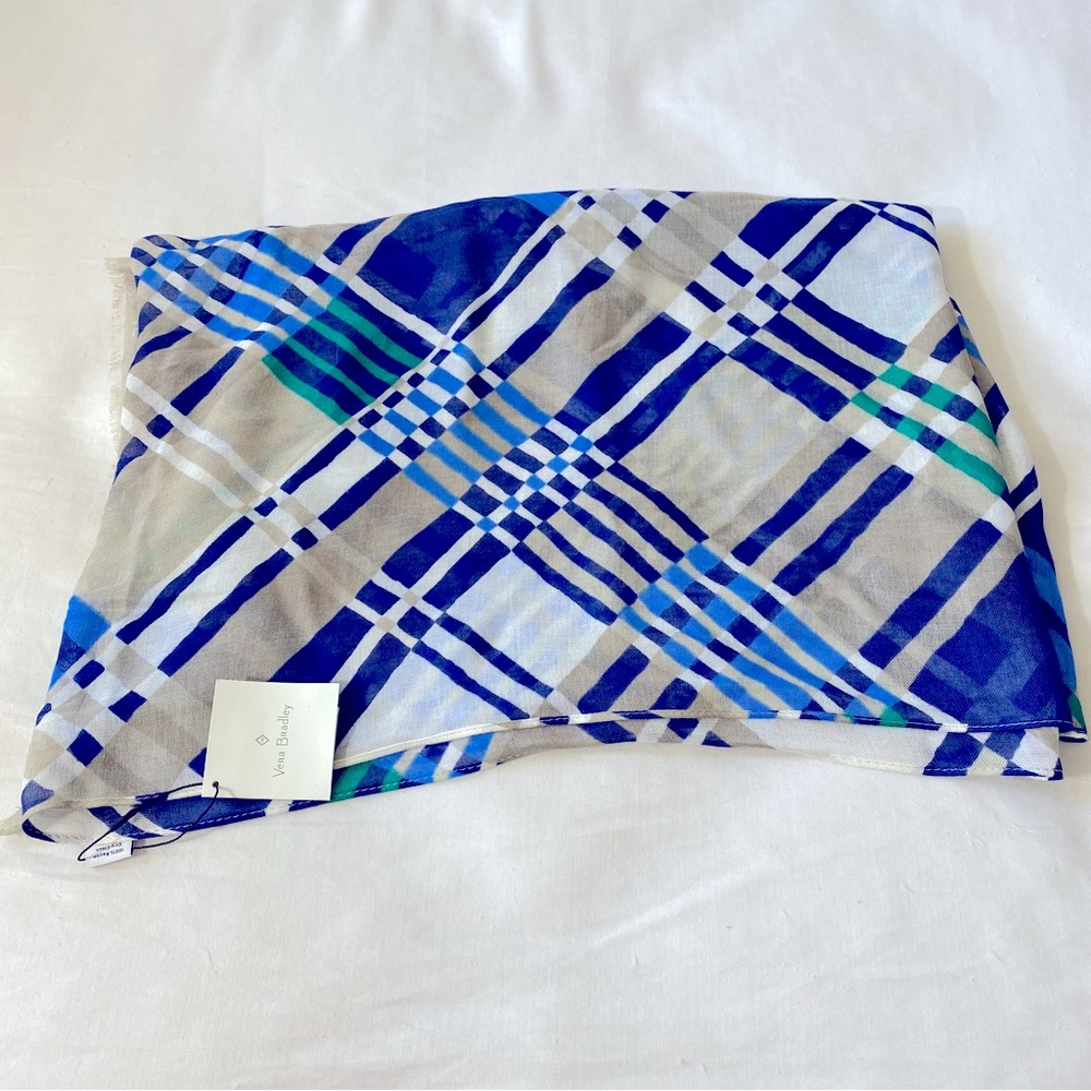 NWT Vera Bradley Scarf Santiago Woven Soft Fringe Scarf Plaid